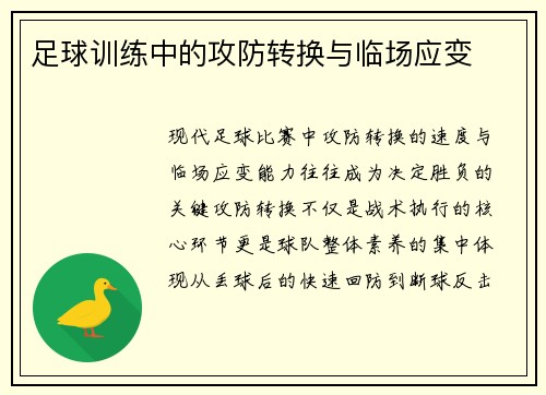 足球训练中的攻防转换与临场应变
